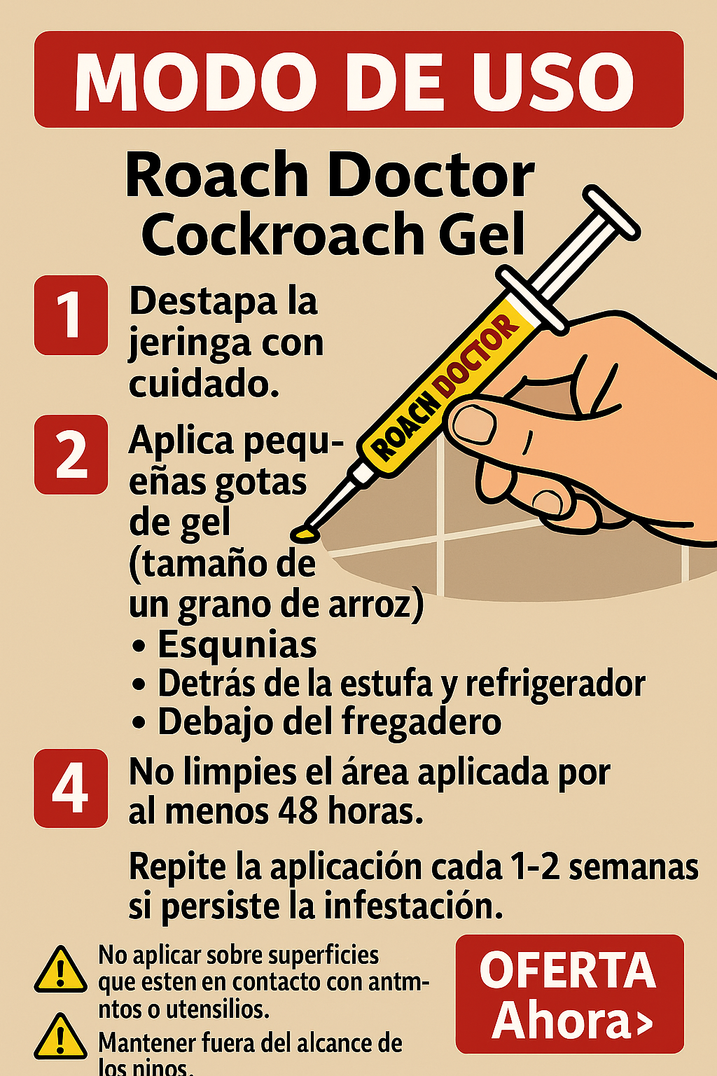 Gel EXTERMINADOR de Cucarachas (HASTA 8 MESES SIN CUCARACHAS)